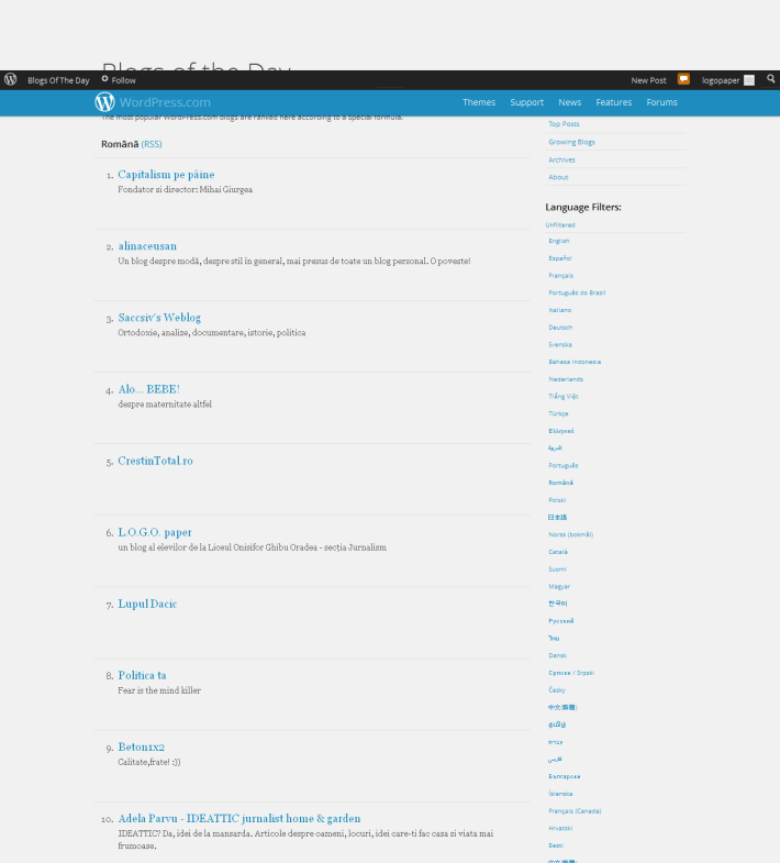Statistică WordPress joi, 31 octombrie 2013, ora 18:56