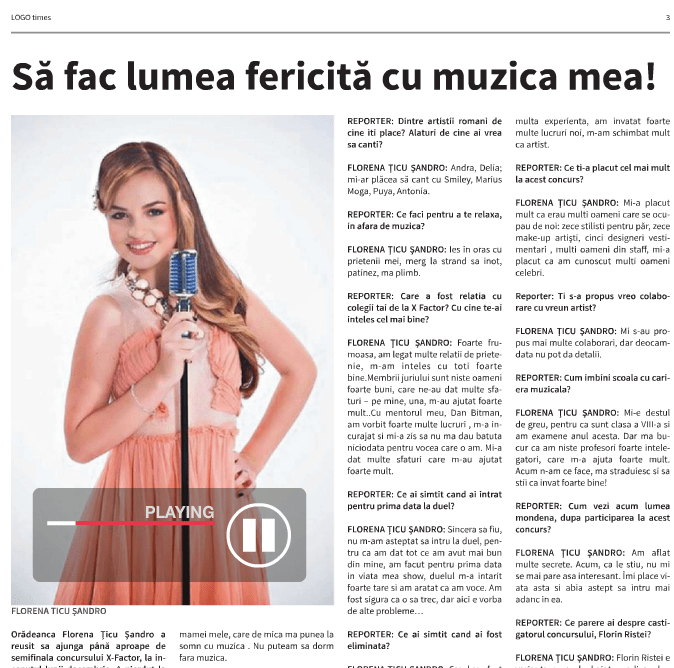 Lorena Ticu Sandro - LOGO times January 2014