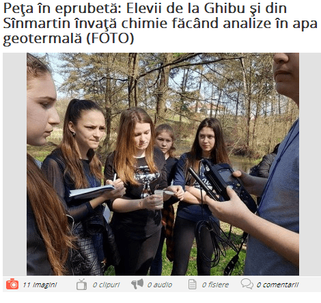 Peta in eprubeta Elevii de la Ghibu si din Sinmartin invata chimie facand analize in apa geotermala FOTO