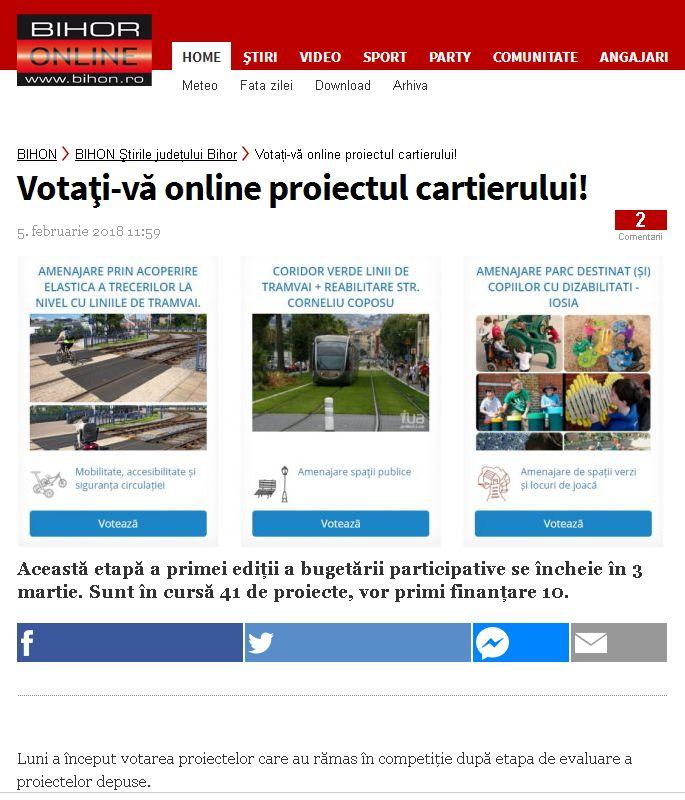 Votaţi vă online proiectul cartierului BIHON
