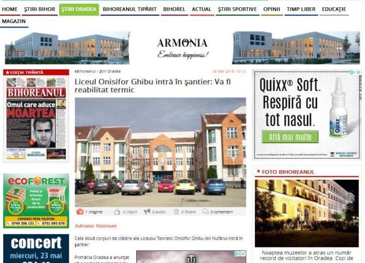 Liceul Onisifor Ghibu intra in santier Va fi reabilitat termic