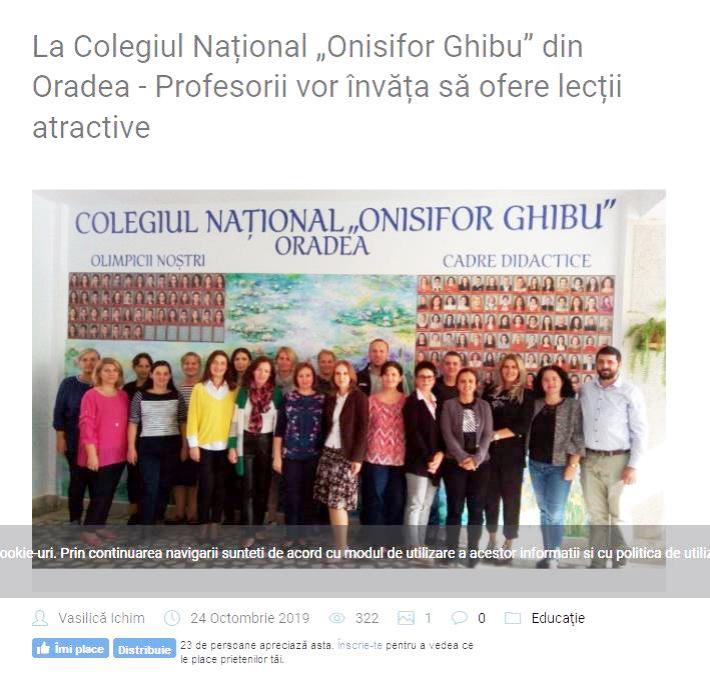 La Colegiul Național „Onisifor Ghibu” din Oradea Profesorii vor învăța să ofere lecții atractive